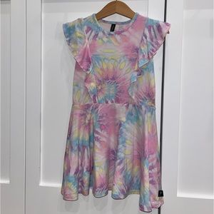 Pixie Lane short dress in tie dye pastel rainbow